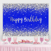 Funkeln Silber Und Marine Blau Glücklich Geburtstag Hintergrund